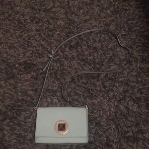 Kate Spade over the shoulder teal blue purse